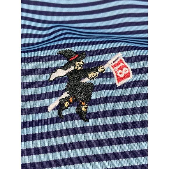 Donald Ross Polo Witch on Broom Embroidery Medium Blue stripe 100% polyester - Picture 8 of 9